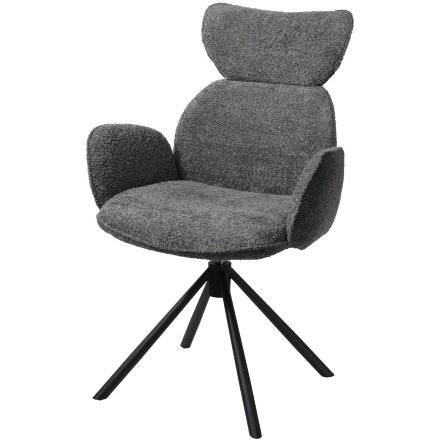 Стул VARDY 360 град.поворот. Белый букле XD841-01 / Серый, ®DISAUR 
