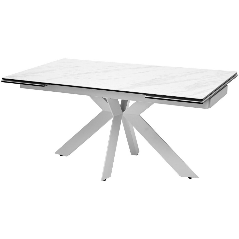 Стол BELLUNO 160 MARBLES KL-99 Белый мрамор матовый, итальянская керамика/ белый каркас, ®DISAUR 