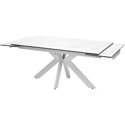 Стол BELLUNO 160 MARBLES KL-99 Белый мрамор матовый, итальянская керамика/ белый каркас, ®DISAUR 