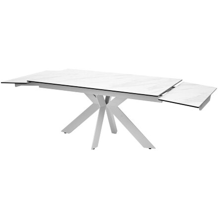 Стол BELLUNO 160 MARBLES KL-99 Белый мрамор матовый, итальянская керамика/ белый каркас, ®DISAUR 