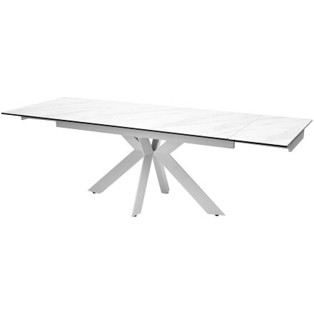 Стол BELLUNO 160 MARBLES KL-99 Белый мрамор матовый, итальянская керамика/ белый каркас, ®DISAUR 