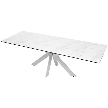 Стол BELLUNO 160 MARBLES KL-99 Белый мрамор матовый, итальянская керамика/ белый каркас, ®DISAUR 
