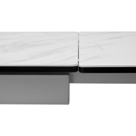 Стол BELLUNO 160 MARBLES KL-99 Белый мрамор матовый, итальянская керамика/ белый каркас, ®DISAUR 
