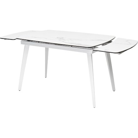 Стол ELIOT 120 HIGH GLOSS STATUARIO Белый мрамор глянцевый, керамика/ белый каркас М-City 