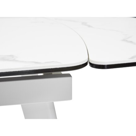 Стол ELIOT 120 HIGH GLOSS STATUARIO Белый мрамор глянцевый, керамика/ белый каркас М-City 