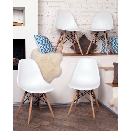 Стул Eames Style DSW белый (разборный каркас) 