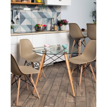 Стул Eames Style DSW бежевый x4 (разборный каркас) 