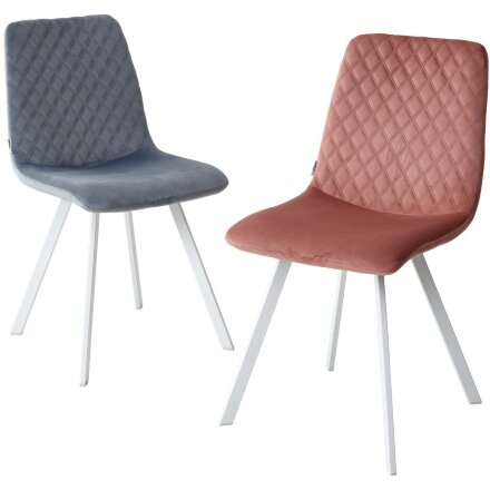 Стул DAIQUIRI BLUVEL-06 BLUE / белый каркас, велюр М-City 