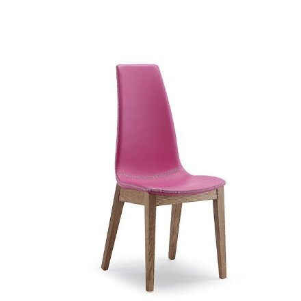 СТУЛ  SELLY, ASH WALNUT 167/ SOFT PIENO FIORE 275 FUSSIA с черн.строчкой 